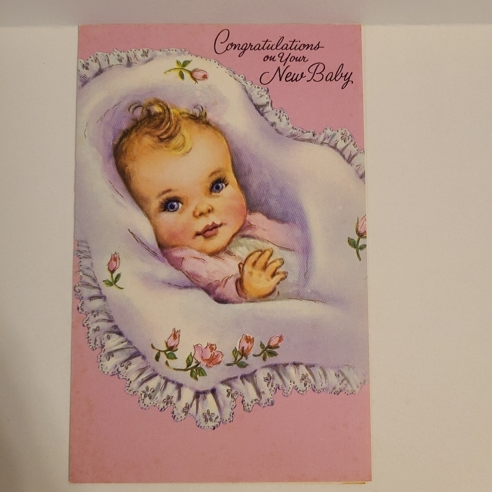Vintage Pink Newborn Congratulations on New Baby Card